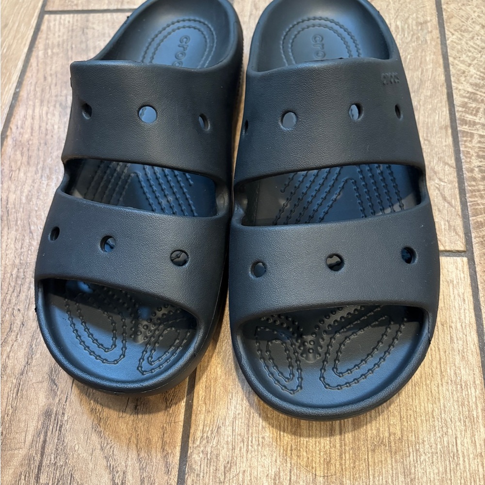 NWOT CROCS Women’s Baya 2 Strap Black Slide Sandals Sz 8/Men’s Sz 6